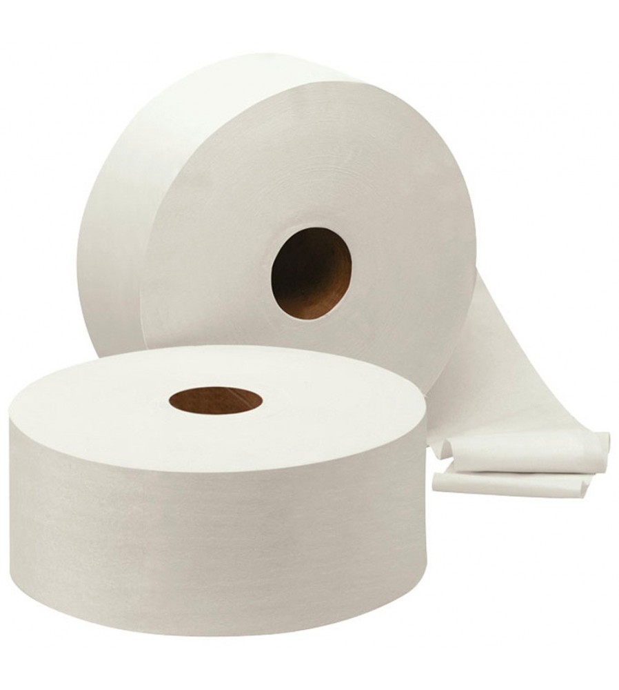 Lot de 12 rouleaux papier toilette mini jumbo plis blanc-Labo plus