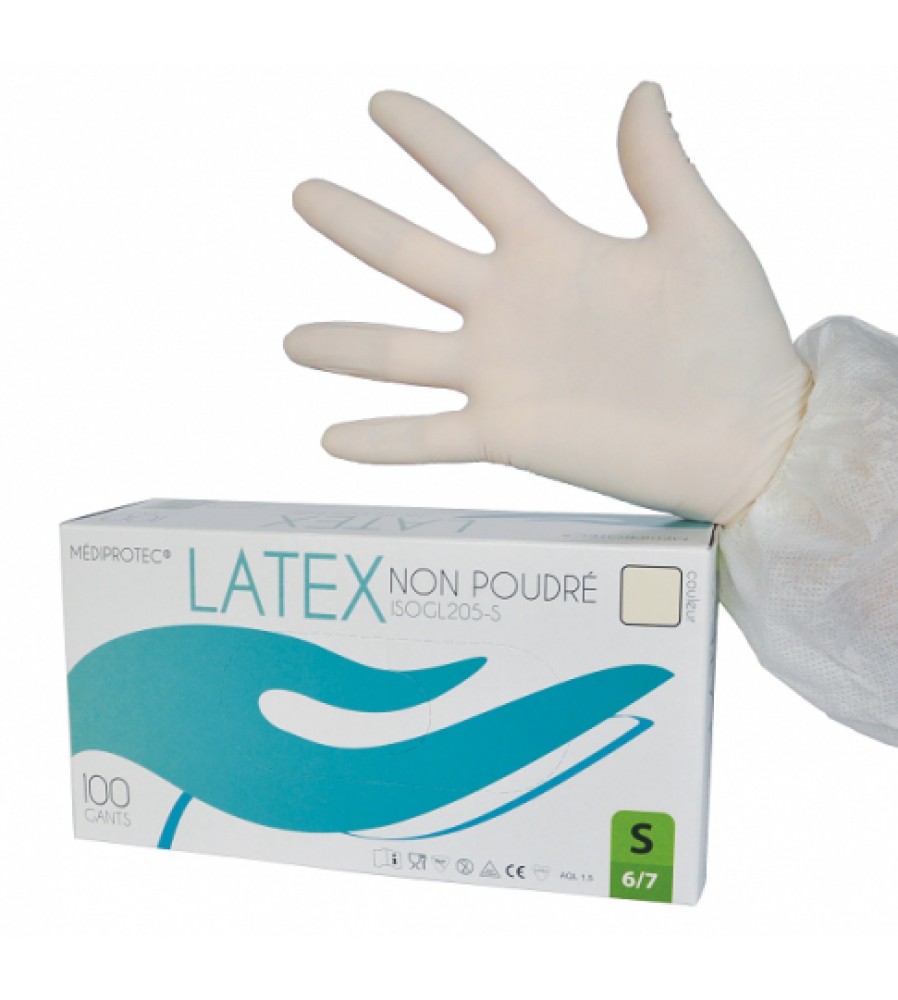 Boite de 100 gants Latex Non Poudré - Taille M