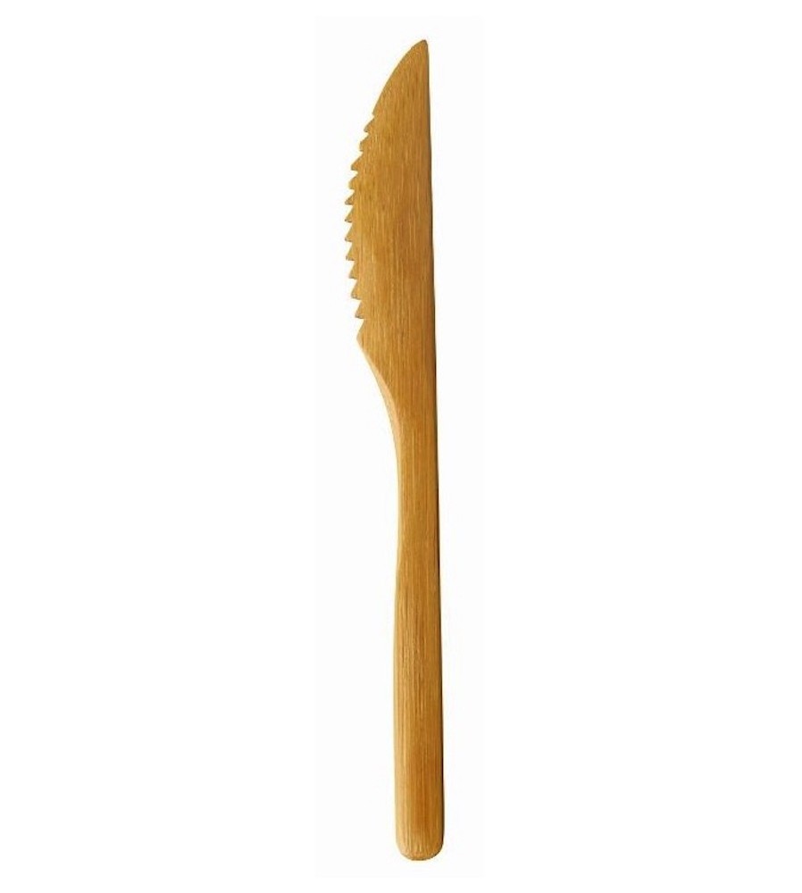 Couteau jetable en bambou 16 cm - par 25