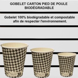 50 GOBELETS CARTON PIED DE POULE 0 PLASTIQUE BIODÉGRADABLE-Labo plus