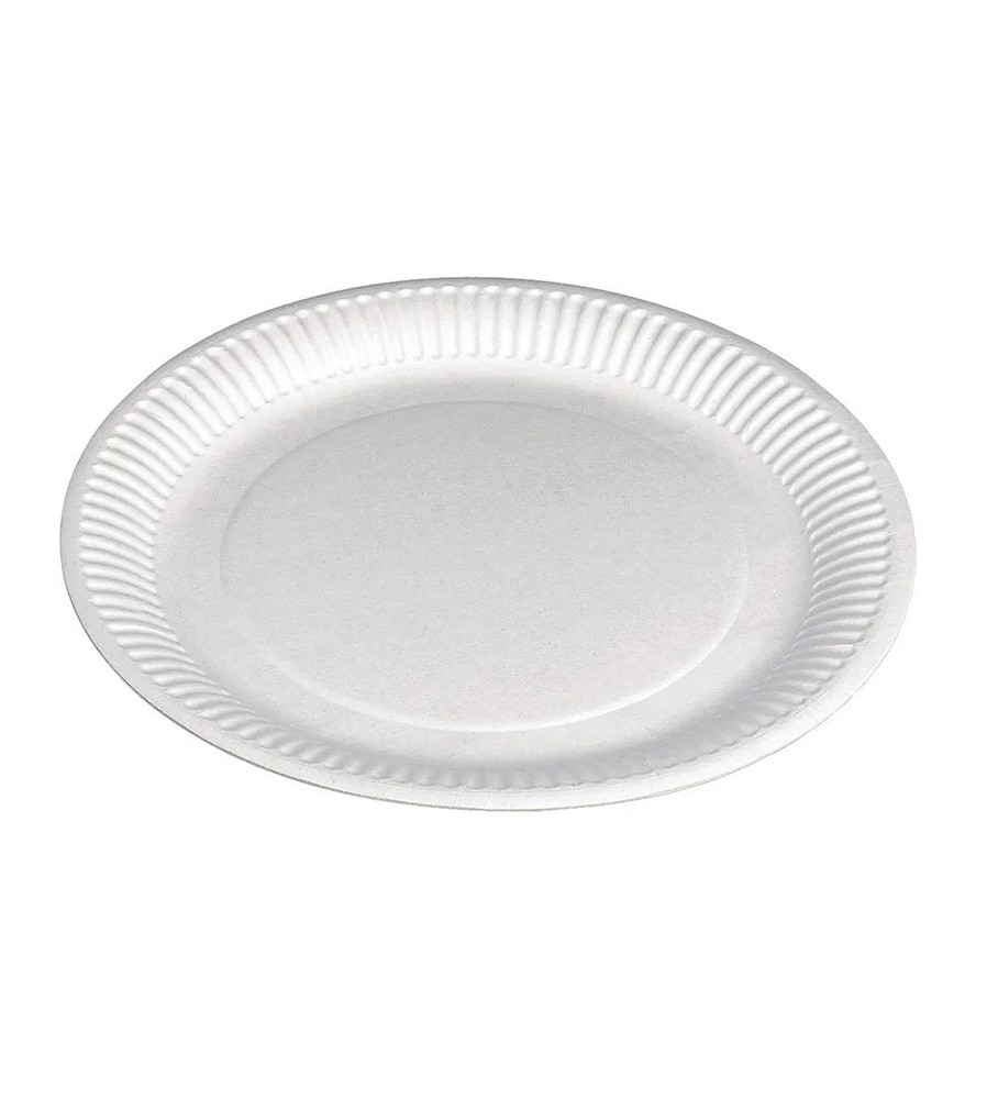 Assiette ronde en carton blanc Diam: 18 cm