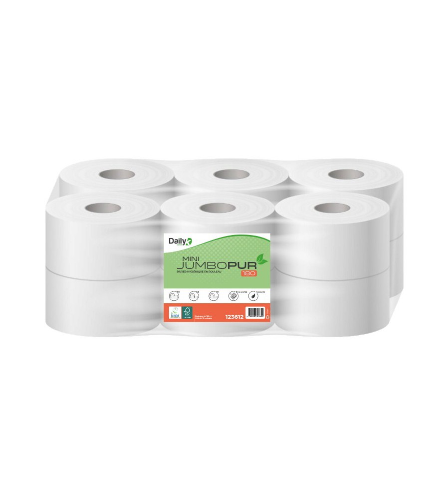 Colis 12 rouleaux papier toilette mini jumbo Ecolabel